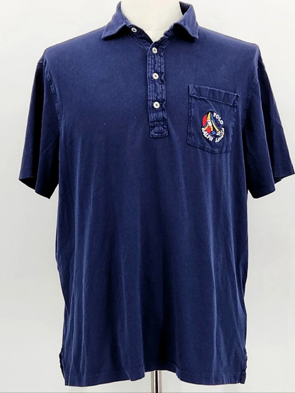 Polo Ralph Lauren Sailboat Pocket Polo Shirt Mens Large Navy Yacht Club USA